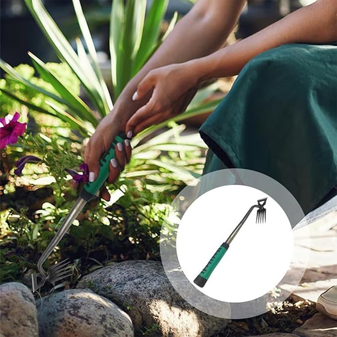 Gardening Hand Weeder Tools, New Weeding Artifact Uprooting Weeding Tool with Handle, 5 Teethes Durable Manganese Steel Weed Puller Tool for Vegetable Gardening Backyard Farm Planting & Weeding