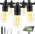 104FT(98+6) Solar String Lights Outdoor Waterproof, Solar Powered Patio Light with 30+2 Dimmable S14 Edison Bulbs Shatterproof & Remote Control, Solar String Lights for Outside Garden Backyard