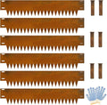 Co rten Steel Landscape Edging 12 Inch Tall 6 Packs, Pre-Rusted Metal Garden Edging, Hammer in Landscape Edging with 6 Clips and a Pair of Gloves, Steel Edging for Landscaping, Lawn Rusty