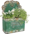 All Chic Metal Wall Planter Outdoor Wall Planter Wall Hanging Planter Rustic Wall Mount Planter Outdoor Wall Planter for Farmhouse Garden Decor (Green)