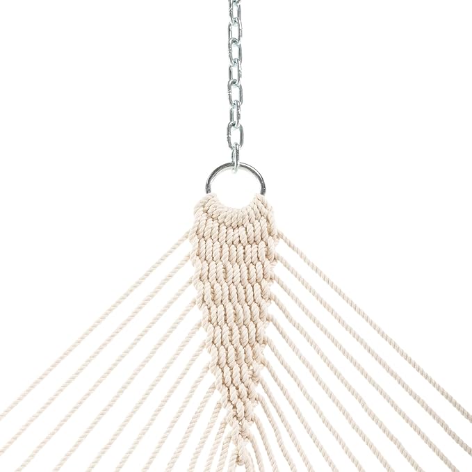 Original Pawleys Island 13DCOT Large Oatmeal DURACORD Rope Hammock with Free Extension Chains & Tree Hooks, Handcrafted in The USA, Accommodates 2 People, 450 LB Weight Capacity, 13 ft. x 55 in.