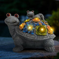 J.CARP Outdoor Solar Garden Turtle Statue with Succulents and 7 LED Lights for Garden, Patio, Lawn, Outdoor Patio and Deck Decorations, Unique Housewarming Gifts
