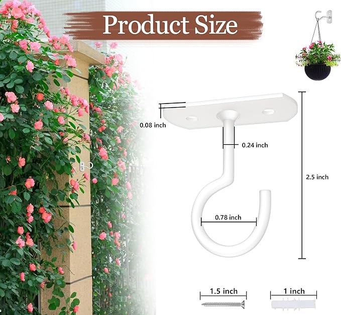 Ceiling Hooks for Hanging Plants Metal Plant Bracket Iron Wall Mount Lanterns Hangers for Hanging Bird Feeders, Lanterns, Wind Chimes, Planters, Outdoor Decoration Hooks