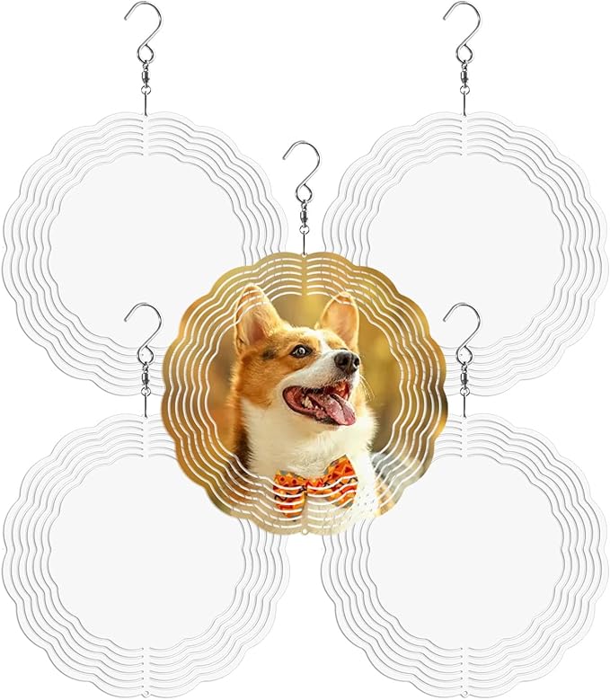 5 Pack Sublimation Wind Spinner Blanks 8 Inch,3D Wind Spinners Sublimation Blanks Products Bulk Aluminum Metal Sublimation Blank Wind Spinner for DIY Gift Indoor Outdoor Decoration