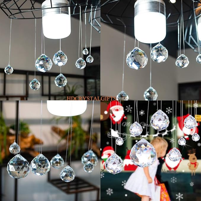 Crystalsuncatcher Clear Crystal Ball Prism Suncatcher Rainbow Maker Hanging Crystals Prisms for Windows, for Feng Shui, for Gift(30mm/1.18" 15pack)