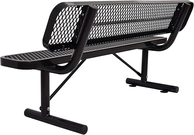 4/6/8 Feet Park Bench for Outside Heavy Duty Metal, Garden Benches Outdoor Bench with Backrest & Portable Frame, for Shopping Malls Stores Parks Patios Decks, Black