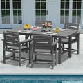 Patio Dining Set for 4 with Umbrella Hole - 66" Outdoor Table & 4 Chairs, All-Weather HDPE Outdoor Furniture for Lawn, Garden, Backyard, Poolside, Gray
