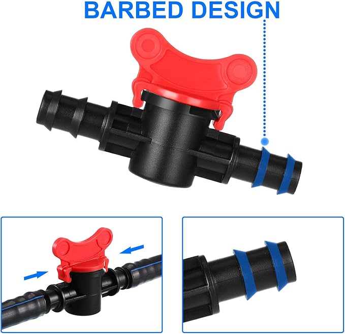 Drip Irrigation Switch Valve Gate Valves for 1/2 Inch Double Male Barbed Valve (12)