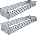 MGNO 2pcs 12x4x1FT Galvanized Raised Garden Bed-Outdoor Planter Box for Vegetables-Metal Garden Bed,RRectangle Planting Box for Herb,Flower