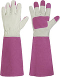 HANDLANDY Rose Pruning Gardening Gloves for Men & Women, Thornproof Long Gauntlet Gloves, Pigskin Leather - Breathable & Durability (Medium)