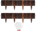 2 Pack Garden Wooden Fence Anti-Corrosive Outdoor Landscape Edging Flexible Decorative Border with a Pair of Gloves for Garden Yard Flower Tree Fence - 7.9'' H x 47'' L