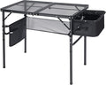 RedSwing Portable Grill Table with Sink for Outside, Aluminum Frame Folding Grill Stand Table for Outdoor Camping Picnic BBQ, Lightweight Adjustable Height, 36 x 20 x 31 Inches, Black
