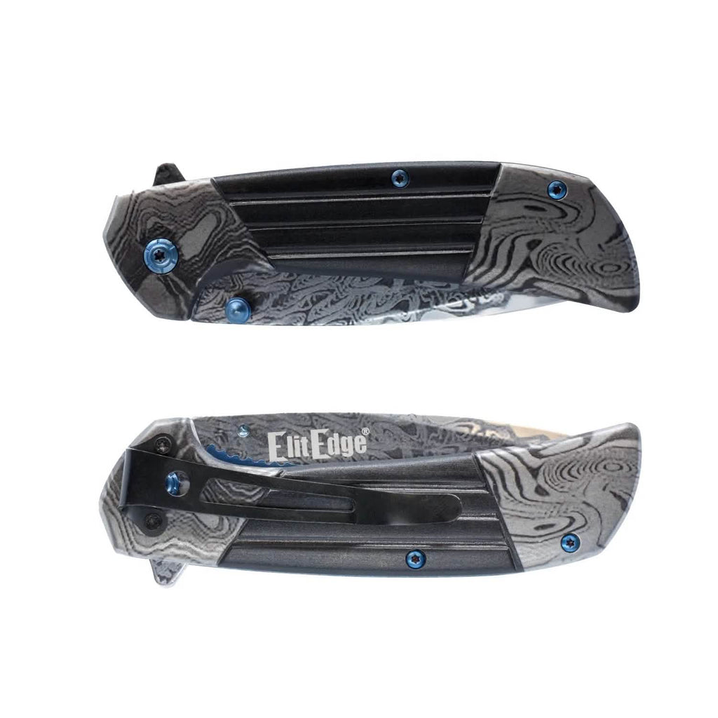 7.75" Titanium & Damascus Folding Knife