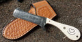 Custom Bull Cutter Knife – Handmade Damascus with Bone Handle & Leather Sheath | Western Ranch Ready