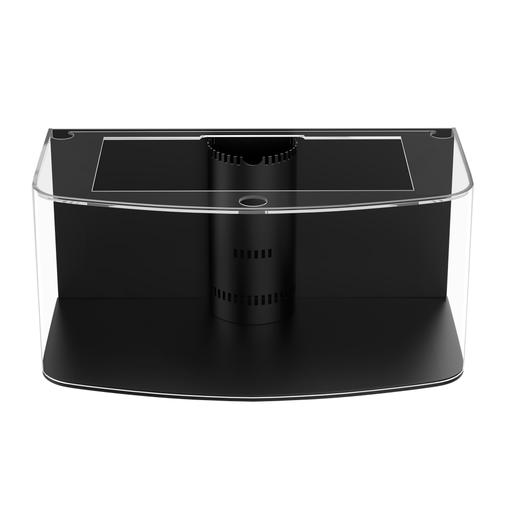 SLEEK 215 Gallon Seamless Glass Bowfront Reef-Ready Aquarium in Black Real Wood Furniture