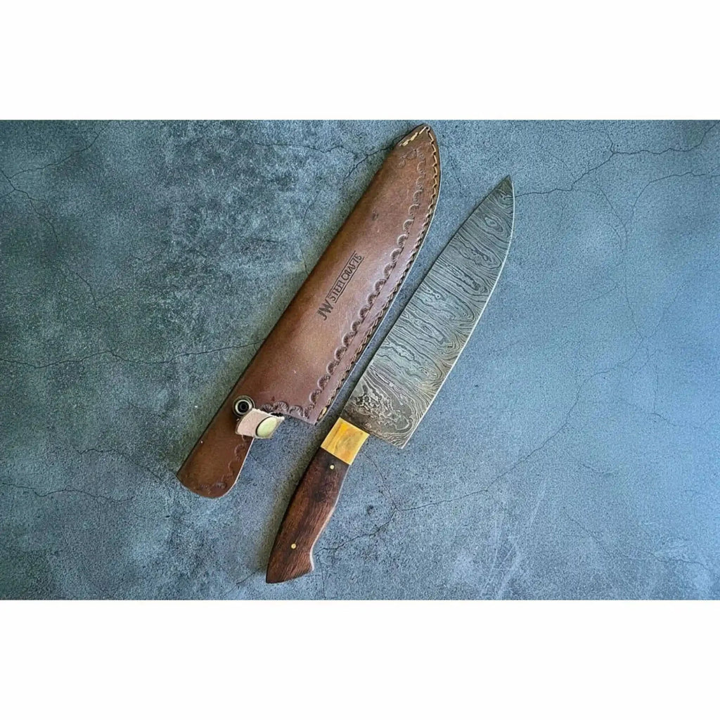 8-Inch Gyuto Chef Knife — Damascus Steel with Rosewood Handle (Hand-Forged)