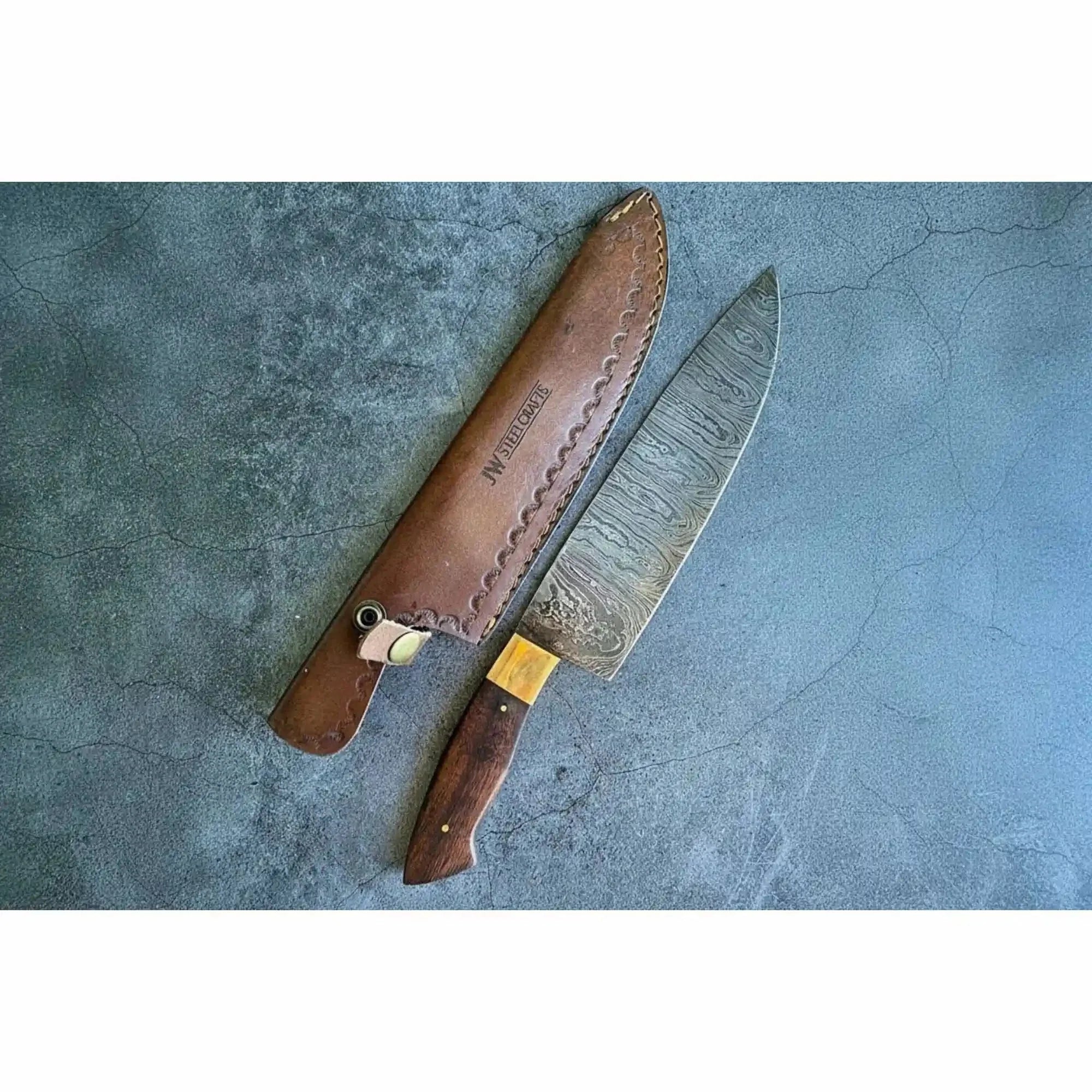 8-Inch Gyuto Chef Knife — Damascus Steel with Rosewood Handle (Hand-Forged)