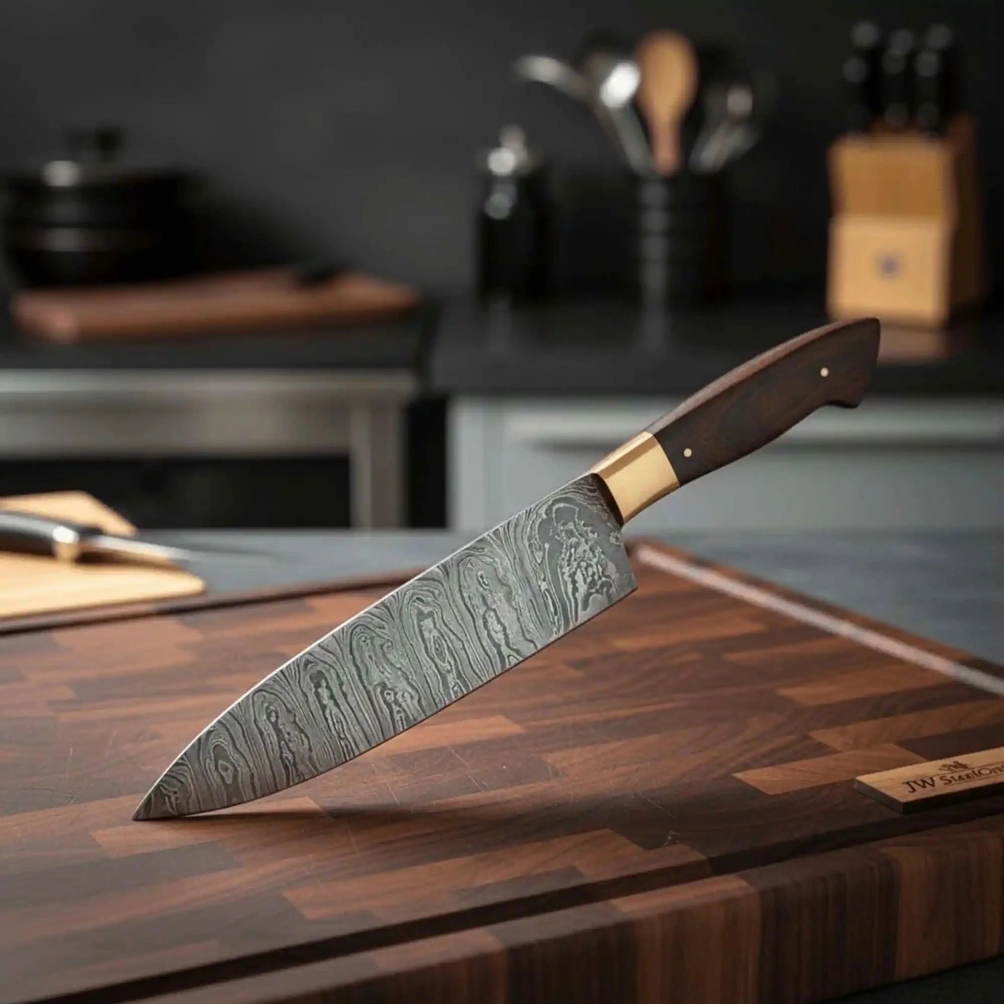 8-Inch Gyuto Chef Knife — Damascus Steel with Rosewood Handle (Hand-Forged)
