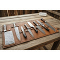 8 Piece Handmade Damascus Kitchen Knife Set with Leather Roll, Chef, Santoku, Cleaver and Utility Knives, Pakka Wood Handle Professional Cutlery JW SteelCrafts