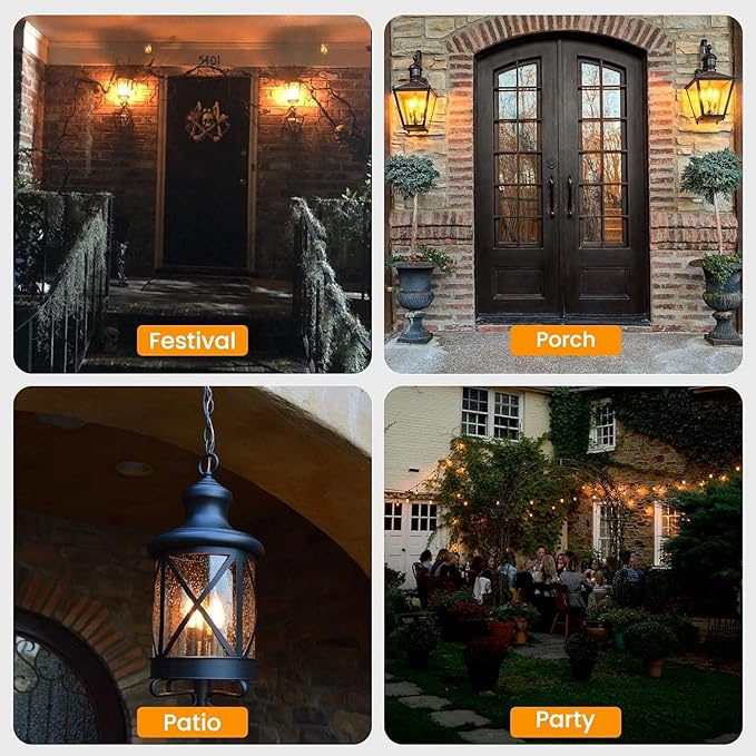 Hompavo Upgraded LED Flame Light Bulbs, 3 Modes Flickering Light Bulbs, E26 Chandelier Base Candle Fire Light Bulb for Halloween Christmas Party Porch Indoor & Outdoor Home Decoration - 8 Pack
