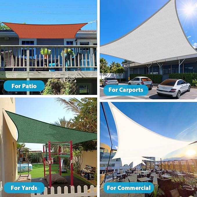Amagenix Sun Shade Sail 5X6 Curved Edge Outdoor Shade Canopy Mocha Breathable 95% UV Block Shade Cloth for Patio Garden Backyard (We Make Custom Size)