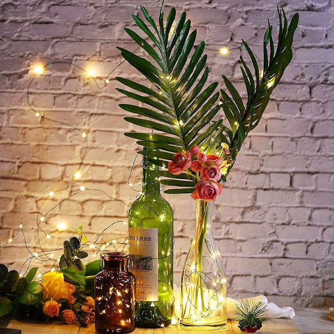 8 Pcs Battery Operated String Lights Outdoor String Lights 33 ft 100 LED Warm White Wire Green Battery Operated Fairy Lights with 8 Modes for Christmas Garden Patio Tree Decorations(8 Pcs,33 ft)