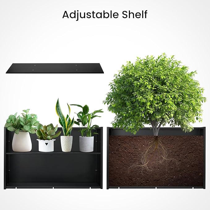 Heavy-Duty Steel Planter Box 30”x12”x24”, Rust-Resistant Large Outdoor & Indoor Plant Container, Metal Garden Box with Drainage Holes & Reinforced Edges
