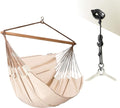 LA SIESTA® - XL King Habana Cotton Hammock Chair & CasaMount - Hanging Chair w/Suspension Kit for Walls Ceilings & Square Beams - Indoor Outdoor Swing Hanging Chair Bedroom Patio Balcony - Nougat