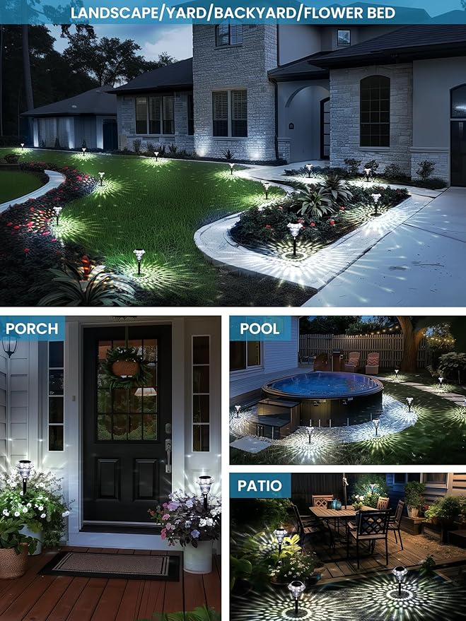 SOLPEX Solar Pathway Lights Garden Decor for Yard, Garden Lights Solar Powered Waterproof Landscape Lighting, Solar Outdoor Lights Porch Decor for Path Walkway Driveway (6 Pack Cold White)
