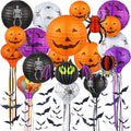 48 Pieces Halloween Decorations Paper Lanterns Pumpkin Skeleton Paper Lanterns 3D Bat Wall Stickers Spider Wall Hanging for Halloween Party Garden Bedroom Cobwebs Indoor Outdoor, 12 Inch and 8 Inch