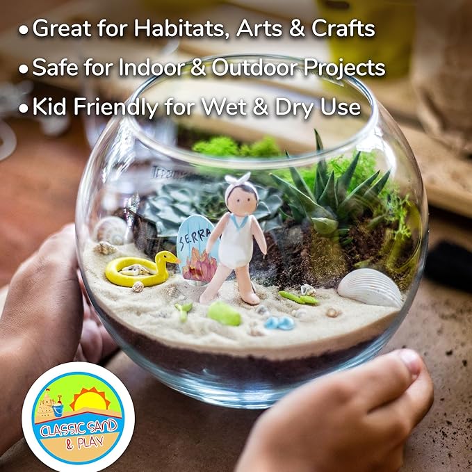 Classic Sand and Play Sand for Sandbox, Table, Therapy, and Outdoor Use, 20 lb. Bag, Natural, Non-Toxic, Wet Castle Building for Creativity and Stimulates Sensory Skills