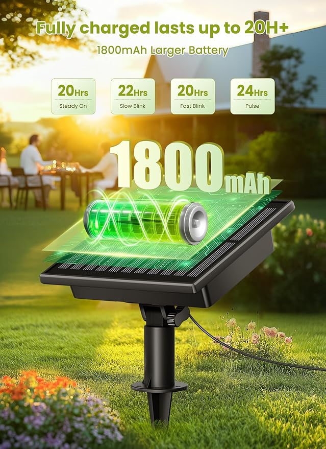 Brightown Solar String Lights Outdoor Waterproof with Remote & USB Port, 29FT Solar Patio Lights with 25+1 LED Shatterproof Bulbs, 3 Light Modes, Dimmable Hanging Light for Camping Backyard Garden