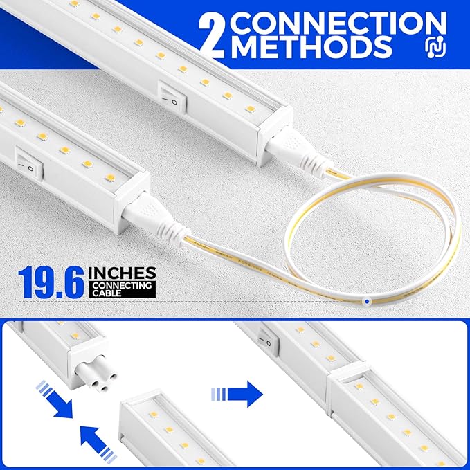 Barrina Grow Lights for Indoor Plants, 5000K White Full Spectrum Grow Light, 1ft Plant Growing Lamp, T5 Grow Light Strip, Plug and Play, 4-Pack