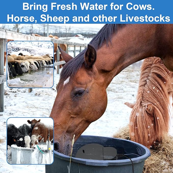 Bird Bath Heater,250W pond heater, Full-Covered Aluminum Bird Bath Heater for Outdoors in Winter,Stock Tank Heater with Thermostatically Controlled,Chicken Water Heater-Deicer,livestock water heater