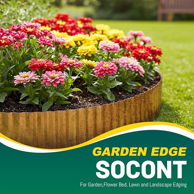 Corrugated Metal Garden Edging, 6"×40Ft Durable Landscape Border for Garden, Lawn, Flower Beds and Paver Edging (Rusty)