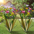 Garden Outdoor Butterfly Enlarge Thickened Wind Resistant Metal Agave Garden Art Metal Plant Country Sculpture Statue Decorations Ornaments Artificial Waterproof Butterflies(Light Green 2pcs)