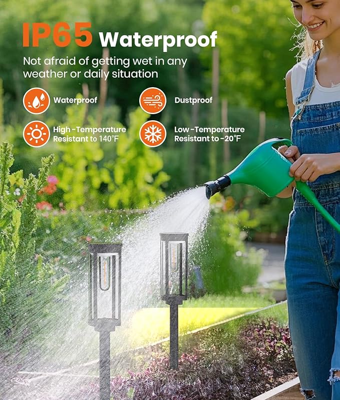 Solar Pathway Lights Outdoor Waterproof 4 Pack Upgraded Solar Walkway Landscape Lighting Outside Driveway Lights,Auto On/Off for Yard Lawn Patio (Cool White)