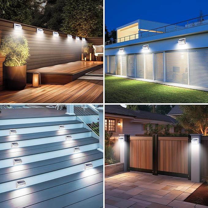[2 Packs] Solar Lights Outdoor Motion Sensor, Solar Security Lights with 3 Lighting Modes Solar Wall Lights Waterproof Solar Powered Lights for Garden Fence Yard Deck, White