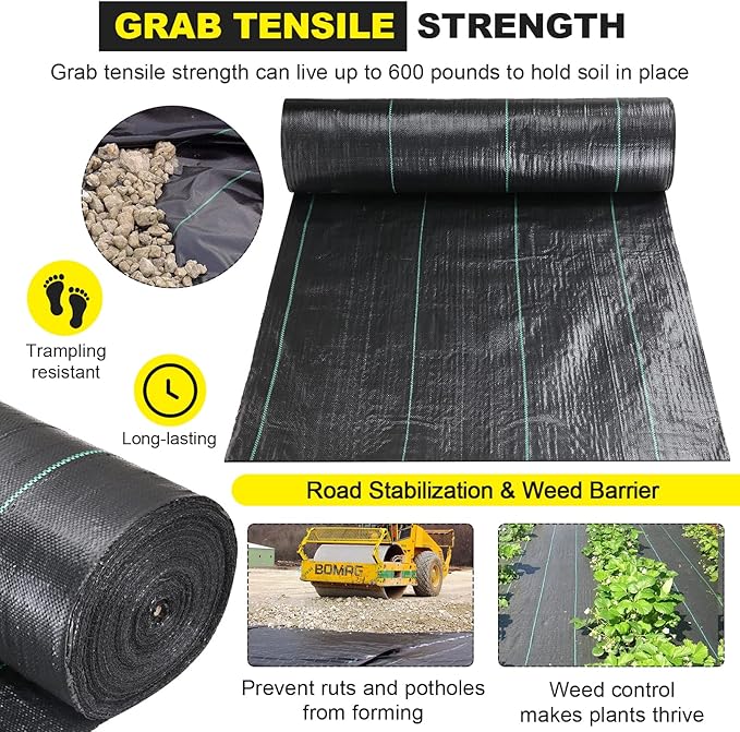 Driveway Fabric - 5x500 ft Heavy Duty 4OZ French Drain Fabric for Erosion Control & Landscape Weed Barrier