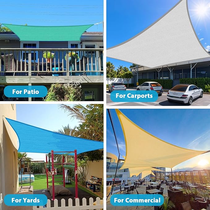 Amagenix Sun Shade Sail 4'X6' Curved Edge Outdoor Shade Canopy Turquoise Breathable 95% UV Block Shade Cloth for Patio Garden Backyard (We Make Custom Size)
