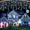Hezbjiti Christmas Lights Decorations Outdoor, 800 LED 65.6 FT 8 Modes 150 Drops Fairy String Curtain Lights for Christmas Decor Eaves Window Party Yard Garden Indoor (Cold White)