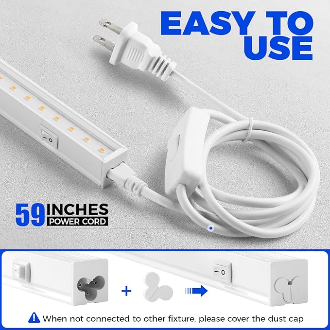 Barrina Grow Lights for Indoor Plants, Full Spectrum Sunlight, 2ft 40W (4 x 10W, 250W Equivalent), LED Grow Light Bulbs, T5 Grow Lights, Plug and Play, Pinkish White, 4-Pack