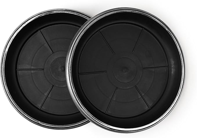 Decorative Heavy Duty Tray/Saucer (2 Pack) Rustic Medieval/French Country Look, Pot/Planter Base for Indoor/Outdoor Decor Use. Long Lasting, Reusable Light Weight (7 inches, Silver)