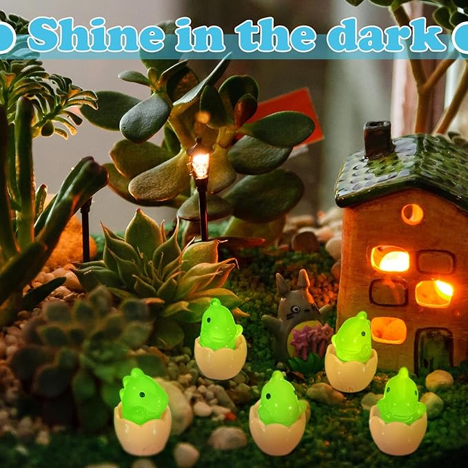 Libima 50 Pcs Mini Resin Luminous Dinosaur Figures Glow in The Dark Dinosaur Miniatures Resin Tiny Animal Figurines for Fairy Landscape Garden Aquarium Dollhouse Decor(Dinosaur)