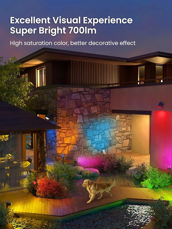 Solar Spot Lights Outdoor, 9 Lighting Modes RGB, Solar Lights Outdoor Waterproof IP65, 63 LED Landscape Spotlights for Holiday Decorations-10 Pack