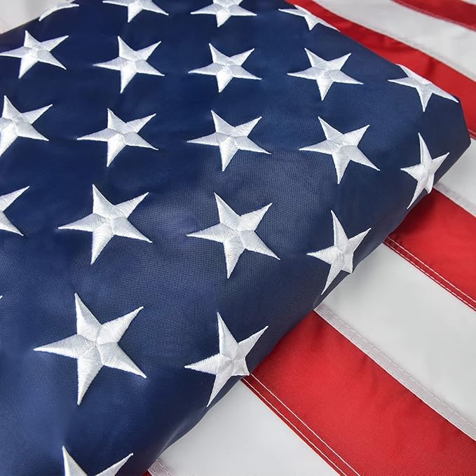 American Flag 8x12 FT, US Flag USA High Wind with Embroidered Stars, Sewn Stripes, Brass Grommets, DurableOutdoor Outside