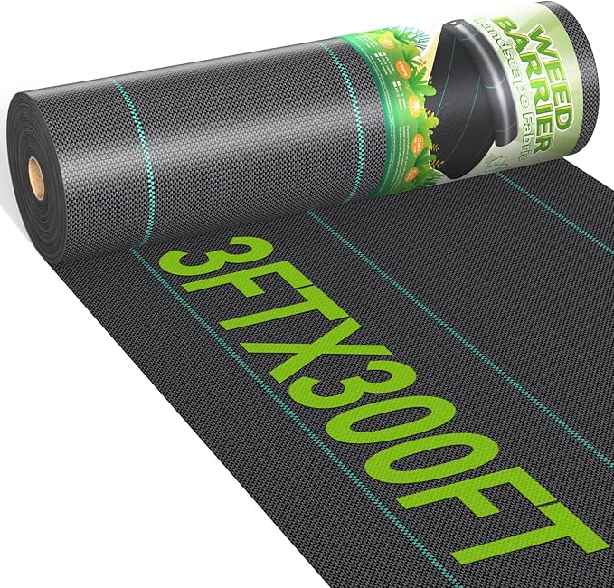 3ftx300ft Weed Barrier Landscape 3.2oz Fabric Heavy Duty, Woven Weed Control Cloth, Woven Geotextile Fabric for Underlayment, Gardening Ground, Commercial Driveway Weed Block Cover Mat