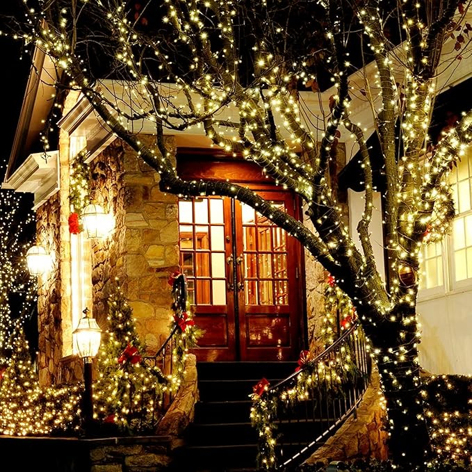 Solar String Lights for Outside, 2 Pack 240 Led Solar Christmas Lights Outdoor Waterproof 82ft Solar Fairy Lights 8 Lighting Mode Solar String Lights Idea for Garden,Courtyards,Trees(Warm White)