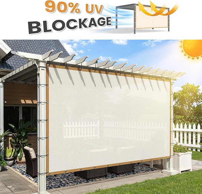 VICLLAX Shade Fabric Sun Shade Cloth with Every 2 FT Grommets for Patio Garden Pergola Cover Canopy 14x24 FT, Cream