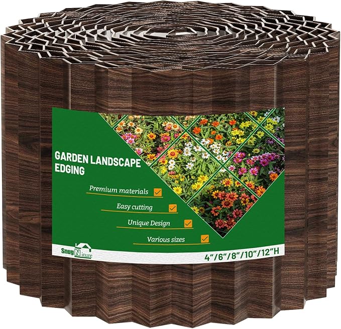 SnugNiture Corrugated Metal Garden Edging,6"×80'Sturdy Lawn Edging Border,Landscape Edging Border for Lawn, Flower Bed,Garden and Yard(Brown)